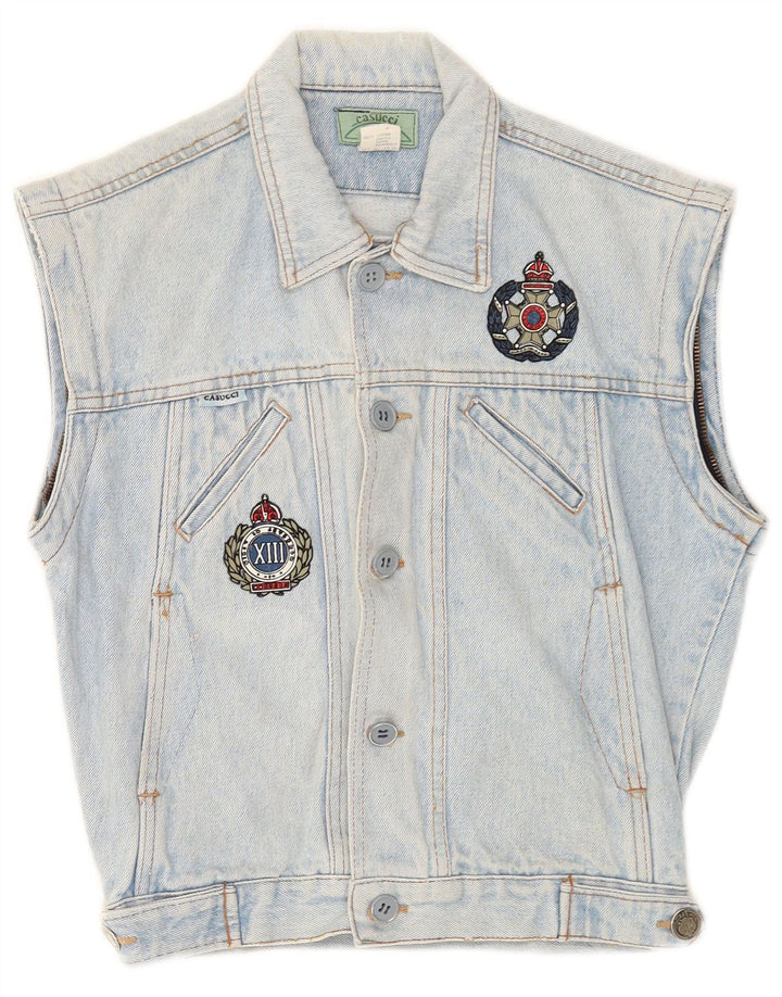 Casucci Jungen-Jeansweste mit Grafik, 9–10 Jahre, blaue Baumwolle