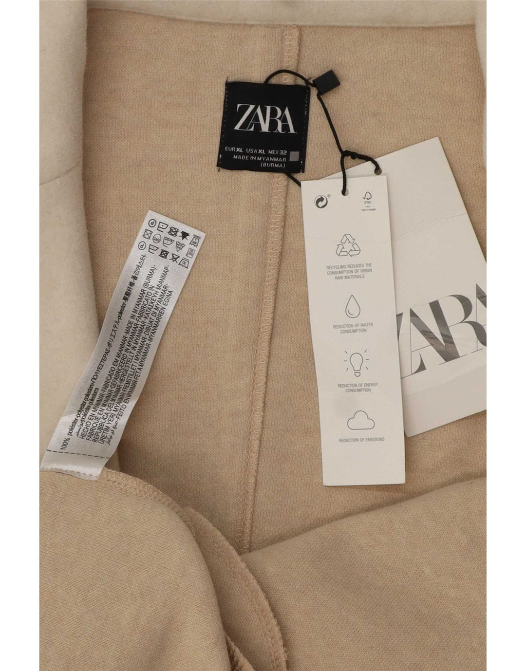 Zara Damen offener Trenchcoat UK 18 XL Beige Polyester