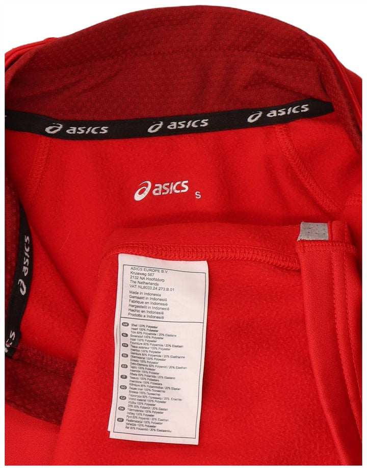 ASICS Herren-Trainingsanzug-Oberteil mit Reißverschluss am Hals, Größe S, Rot, Polyester, Sport