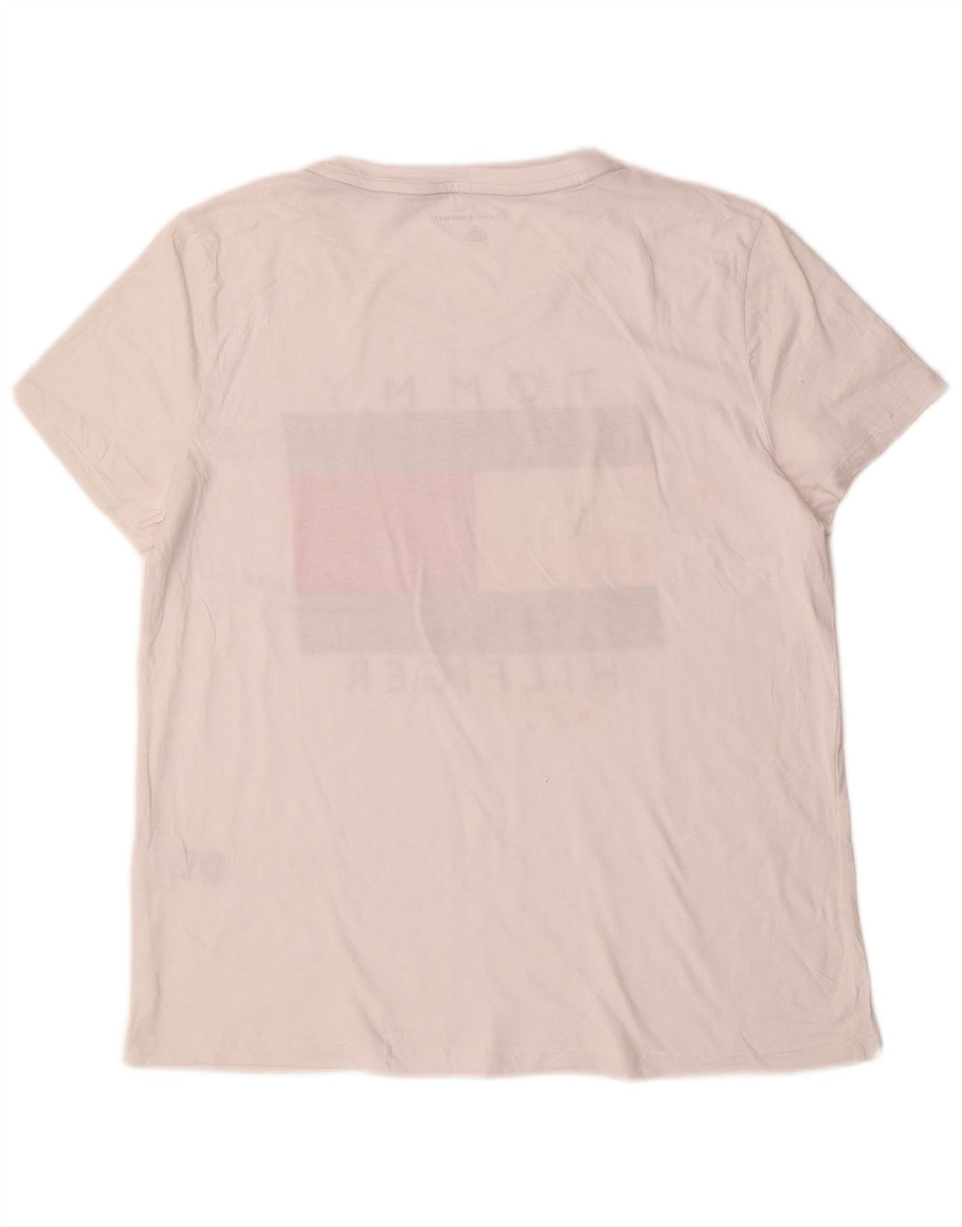 TOMMY HILFIGER Damen Grafik T-Shirt Top UK 16 Large Weiße Baumwolle