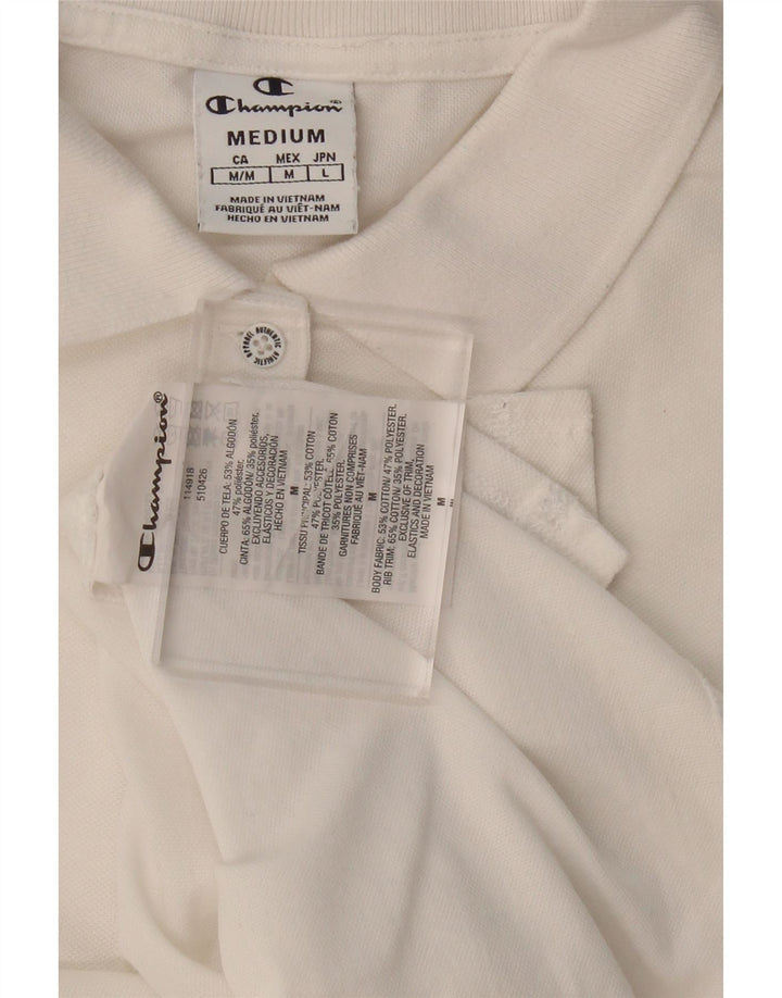 CHAMPION Womens Polo Shirt UK 12 Medium White Cotton