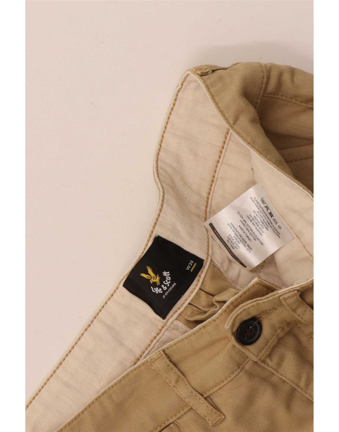 Lyle & Scott Herren Chinoshorts W30 mittelbeige Baumwolle