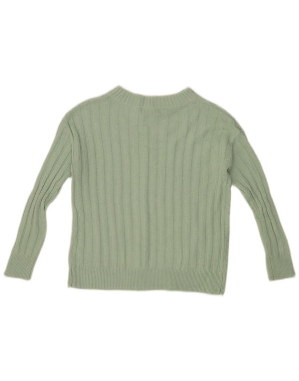 Marks & Spencer Womens Crop Boat Neck Jumper Sweater UK 10 Small Green