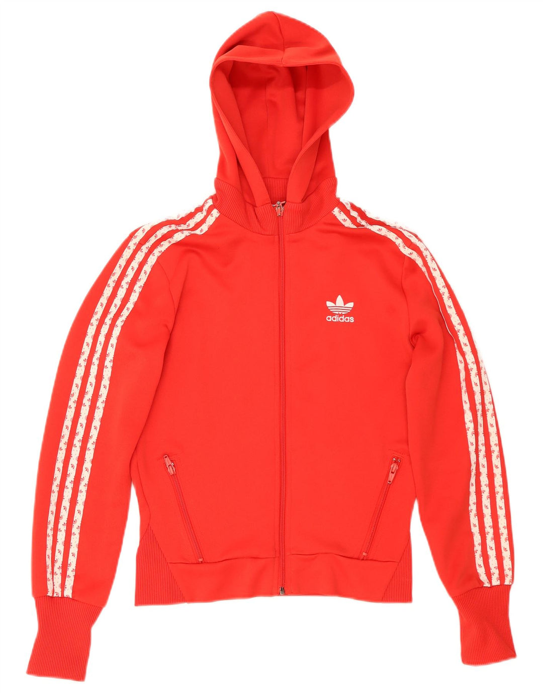 Adidas Damen Graphic Zip Hoodie Pullover EU 38 Small Rot Polyester