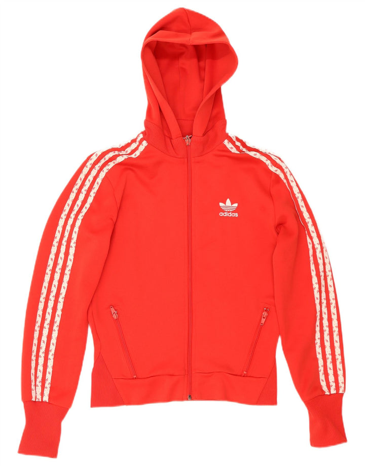 Adidas Damen Graphic Zip Hoodie Pullover EU 38 Small Rot Polyester