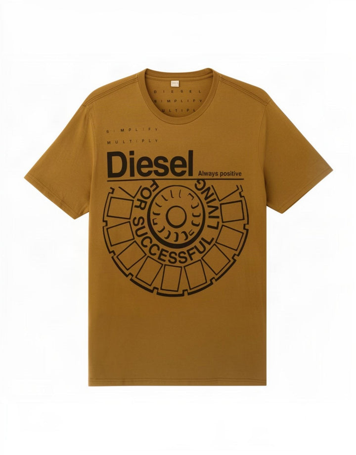 Diesel Herren-T-Shirt mit Grafik, groß, braune Baumwolle