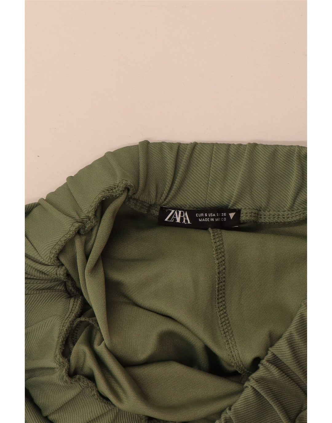 Zara Damen-Cargohose mit weitem Bein, Größe S, W26, L29, Grün, Polyester