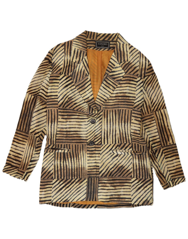 Sandro Damen gemusterte 2-Knopf-Blazerjacke IT 42 Mittelbraun gestreift