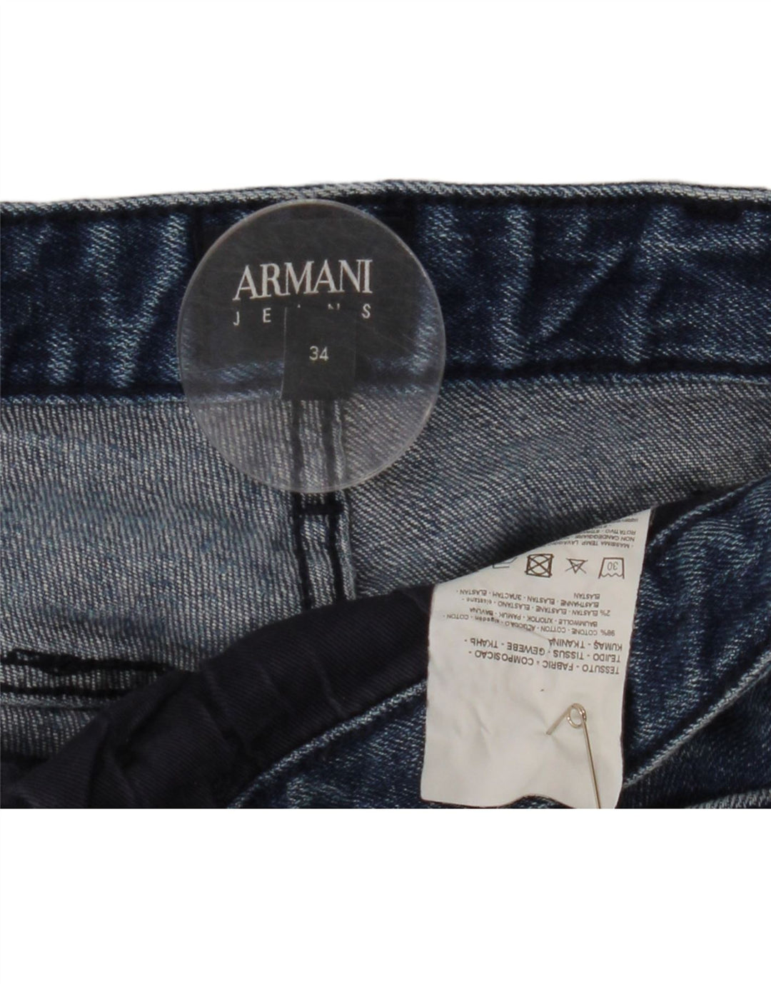 ARMANI Herren Slim Jeans W34 L32 Blaue Baumwolle