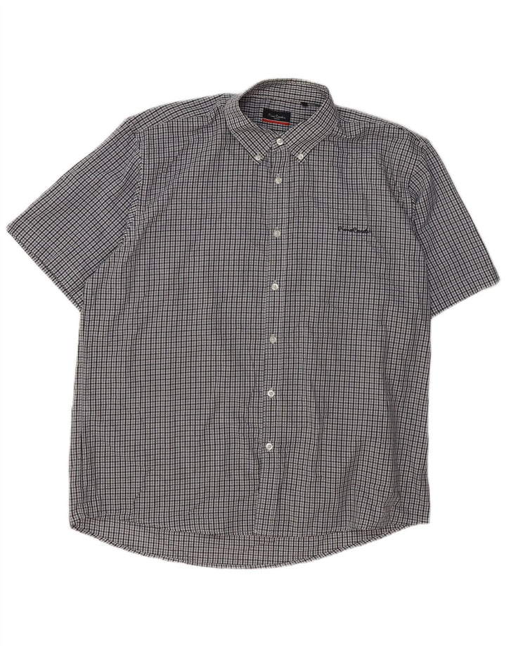 Pierre Cardin Herren-Hemd mit normaler Passform, 3XL, grau kariert, Polyester