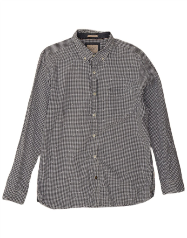 White Stuff Herren-Hemd mit klassischer Passform, groß, blaues Gingham-Baumwolle