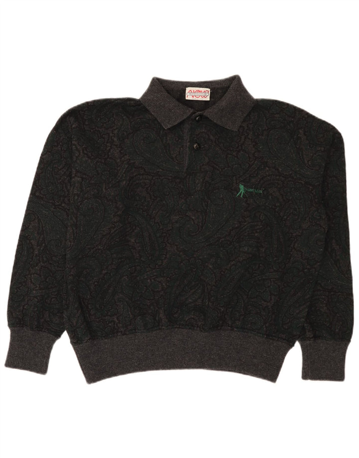 Pancaldi & B Herren-Pullover mit Rollkragen, IT 48, mittelgraue Paisley-Wolle