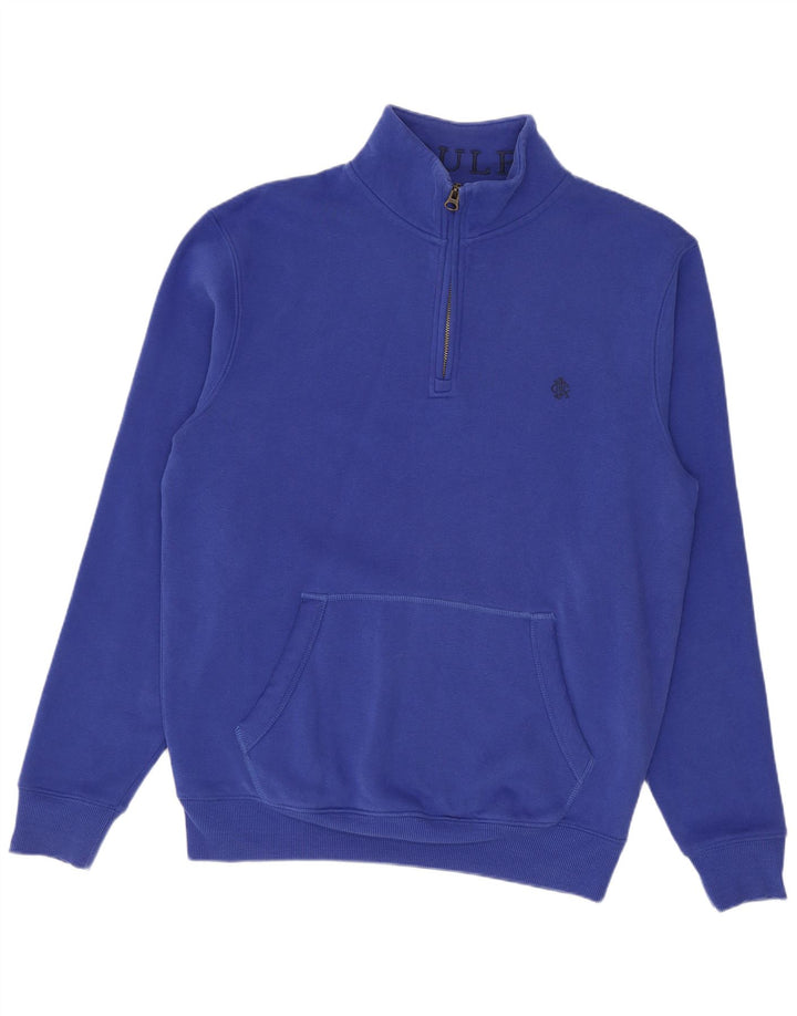 Joules Herren-Sweatshirt mit Reißverschluss am Hals, klein, aus blauer Baumwolle