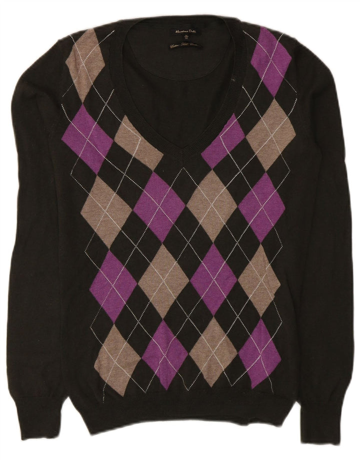 Massimo Dutti Damen-Pullover mit V-Ausschnitt, Gr. 12, Mittelgrün