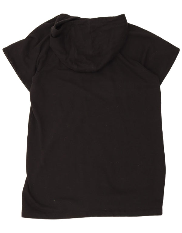 Dkny Womens Graphic Short Sleeve Hoodie Pullover UK 18 XL Schwarz Baumwolle