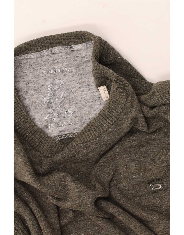 Diesel Herren-Pullover mit Rundhalsausschnitt, Mittelkhaki meliert