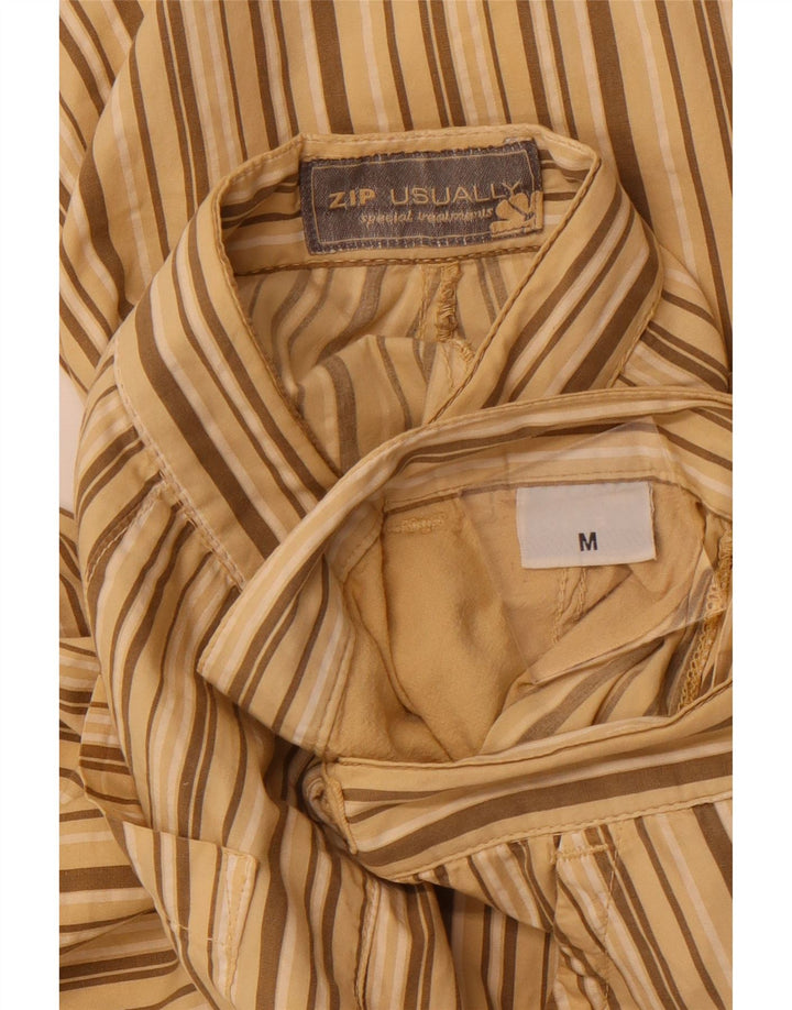 VINTAGE Herren Chino Shorts Medium W32 Beige gestreifte Baumwolle