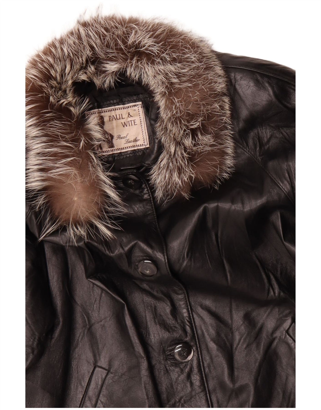 PAUL & WITE Damen Ledermantel UK 20 2XL Schwarzes Leder