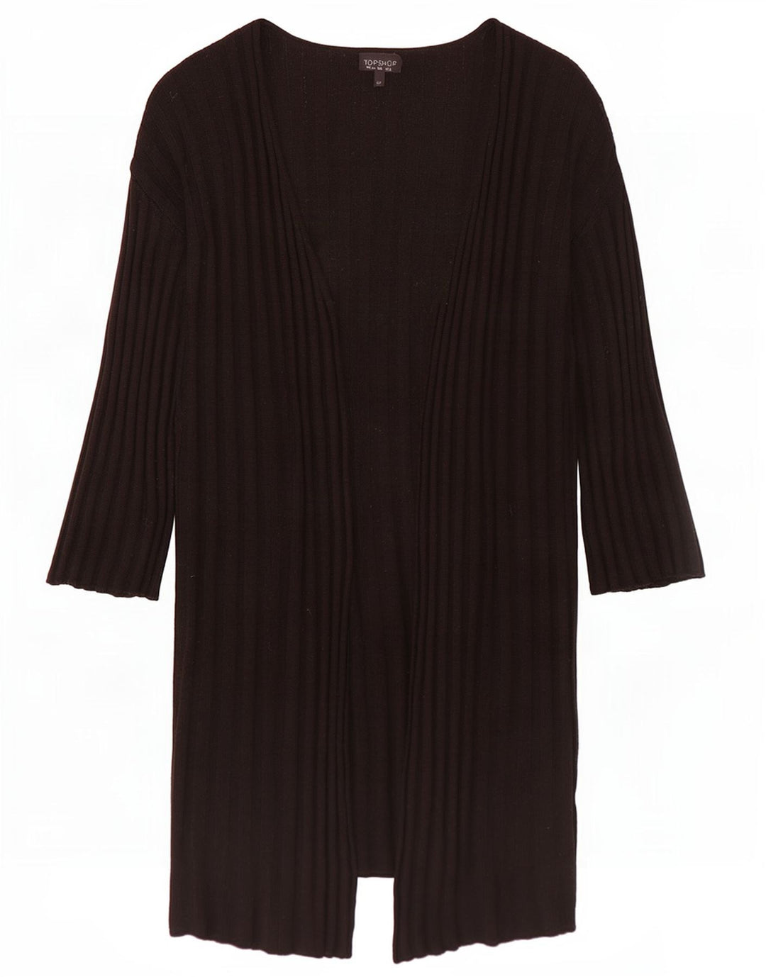 Topshop Damen-Strickjacke, übergroß, lang geschnitten, offen, Gr. 10, Schwarz