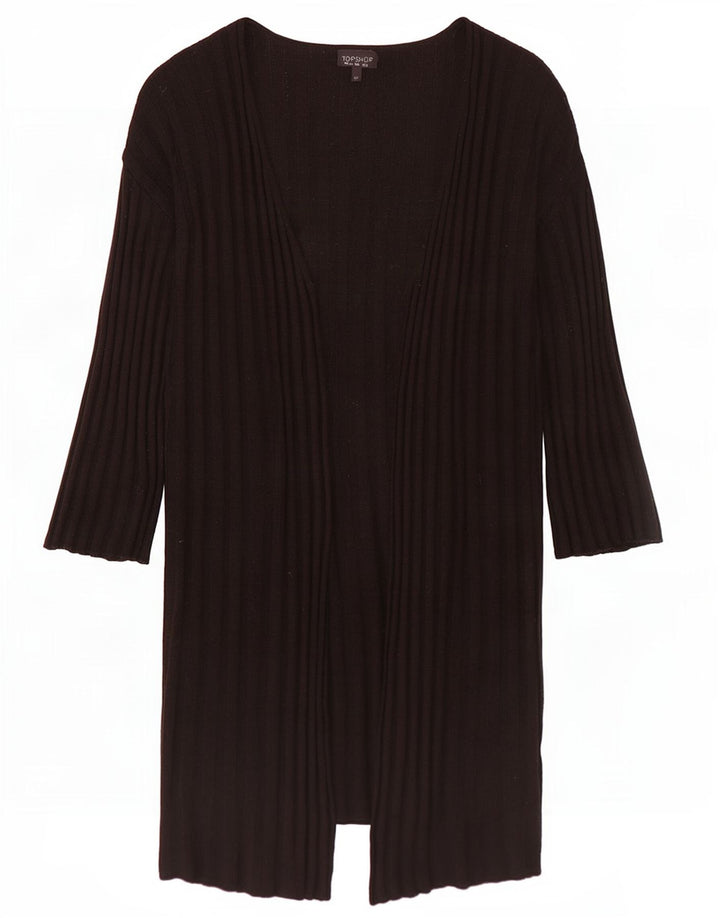 Topshop Damen-Strickjacke, übergroß, lang geschnitten, offen, Gr. 10, Schwarz