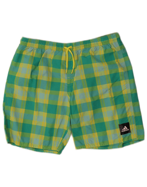 Adidas Badeshorts für Jungen, 15–16 Jahre, grün kariertes Nylon