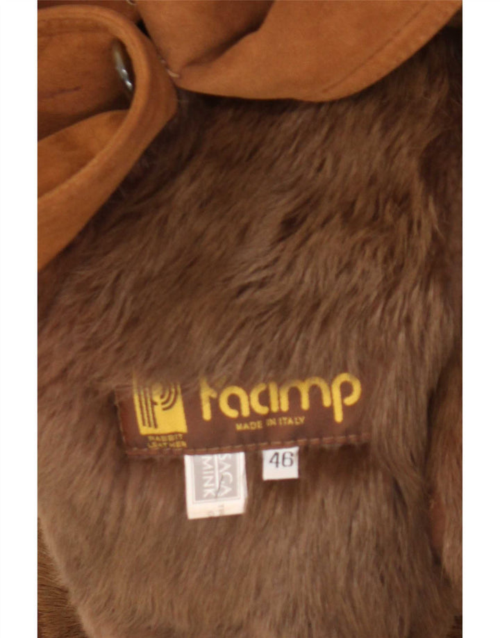 Vintage Damen Shearling Mantel IT 46 Großes braunes Leder