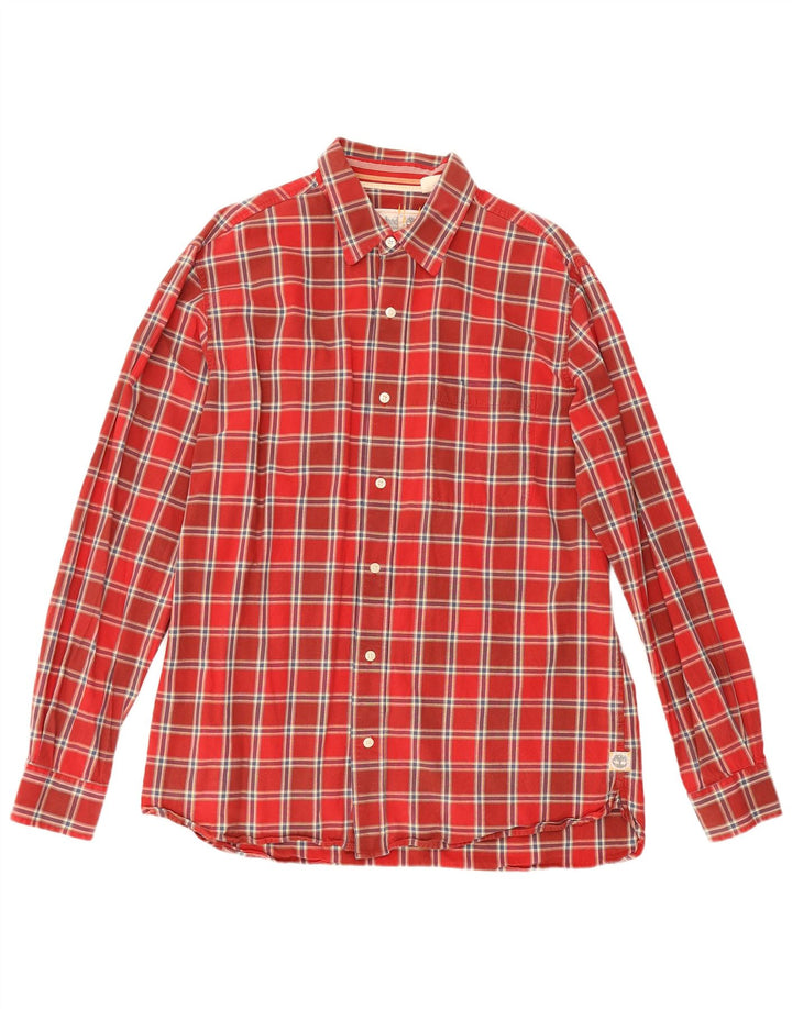 Timberland Herren-Hemd, groß, rot kariert, Baumwolle