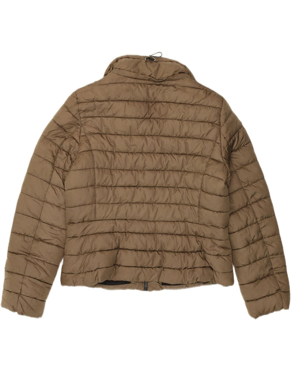 Zara Damen Crop Wattierte Jacke UK 20 2XL Khaki Polyester