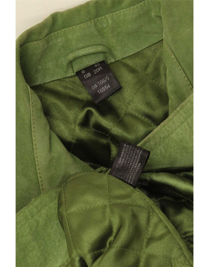 Vintage Damen 4-Knopf-Wildleder-Blazerjacke UK 20 2XL Grünes Leder