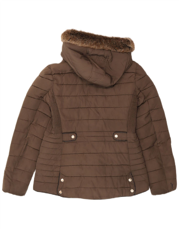 Joules Wattierte Damenjacke mit Kapuze UK 12 Mittelbraunes Polyester