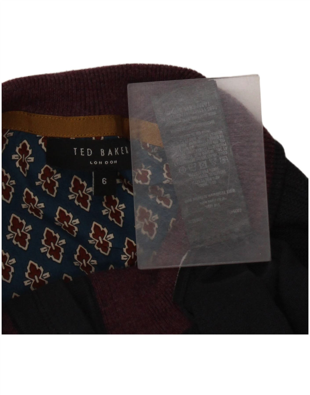 Ted Baker Herren-Pullover mit Knopfkragen, Größe 6 2XL, marineblaue Wolle
