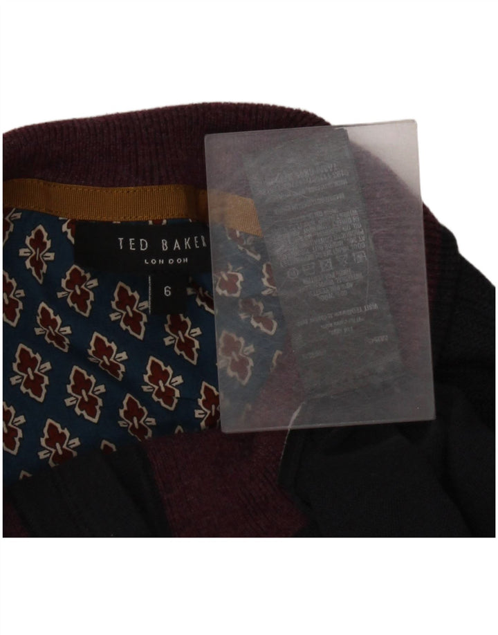 Ted Baker Herren-Pullover mit Knopfkragen, Größe 6 2XL, marineblaue Wolle