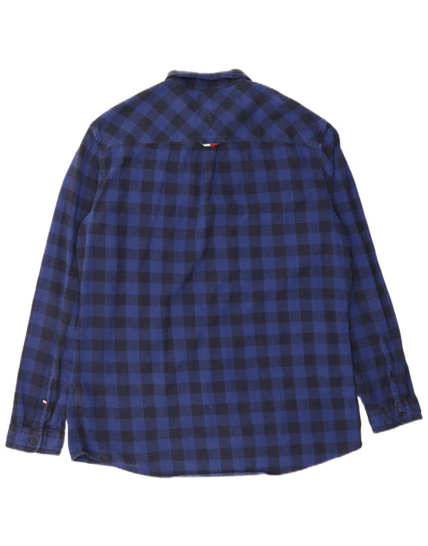 Tommy Hilfiger Herren-Flanellhemd mit normaler Passform, 2XL, Marineblau, Gingham-Baumwolle