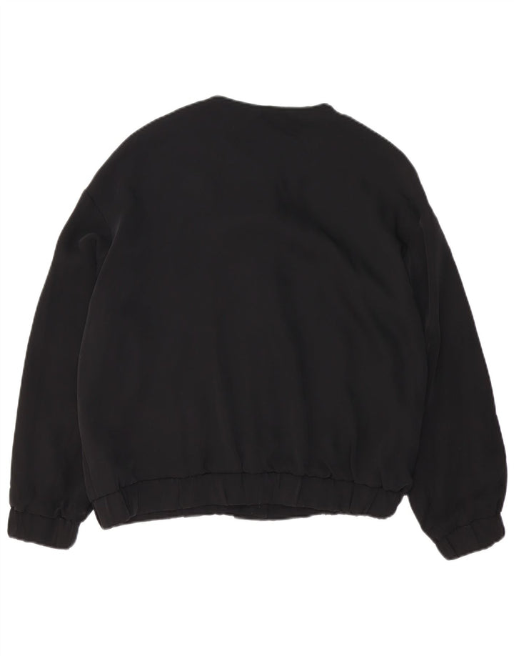 Zara Damen Übergroße Bomberjacke UK 10 Small Schwarz Polyester