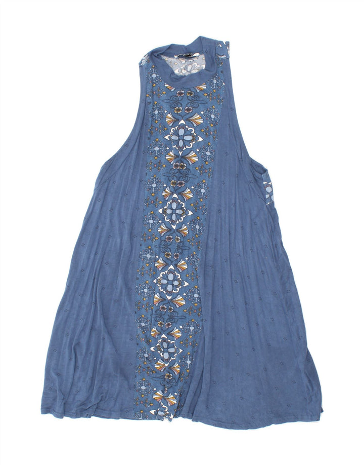 O'NEILL Womens A-Line Dress UK 14  Medium Blue Floral Viscose Vintage O'Neill and Second-Hand O'Neill from Messina Hembry 