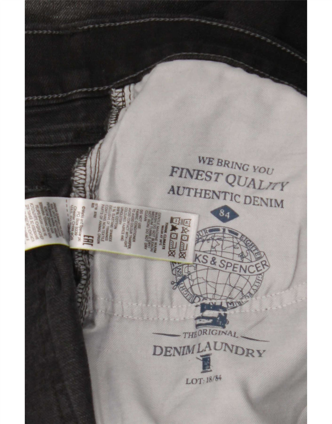 Marks & Spencer Herren Straight Jeans W44 L31 Schwarze Baumwolle