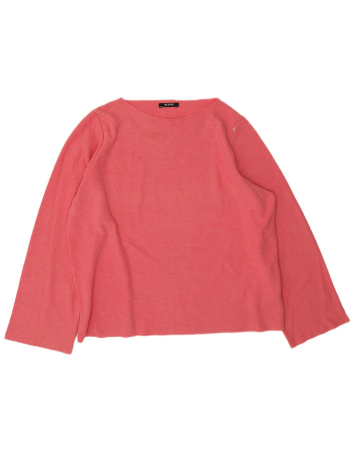 Zara Damen-Oversize-Oberteil, langärmlig, UK 16, Größe L, Rosa, Baumwolle