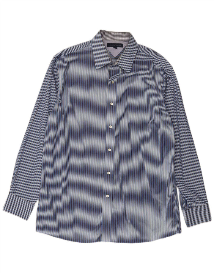 Tommy Hilfiger Herrenhemd, Größe 16, groß, blauer Nadelstreifen