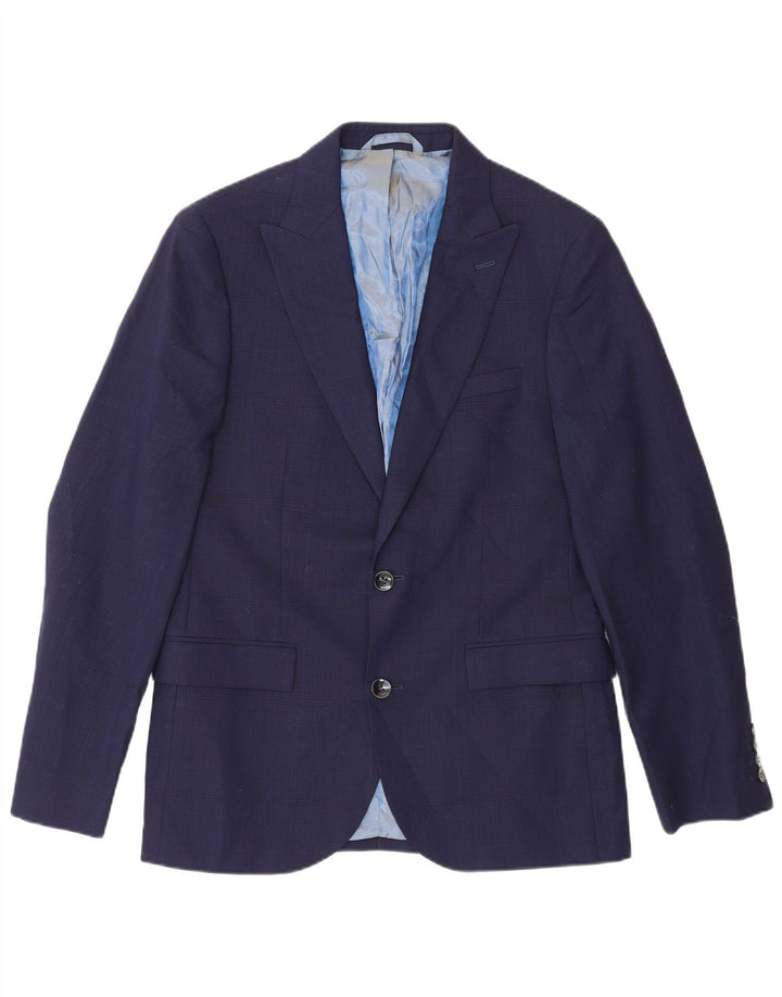 Dkny Herren-Blazer mit 2 Knöpfen, schmale Passform, UK 38, mittelmarineblaue Wolle