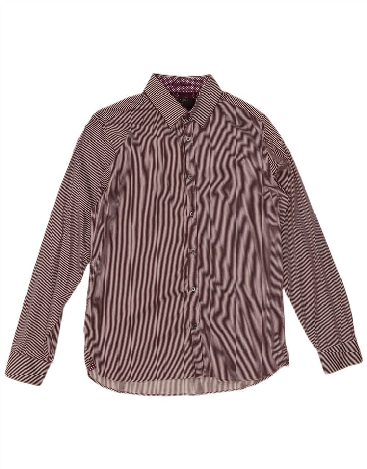 TED BAKER Herrenhemd Größe 4 Large Lila Nadelstreifen Baumwolle