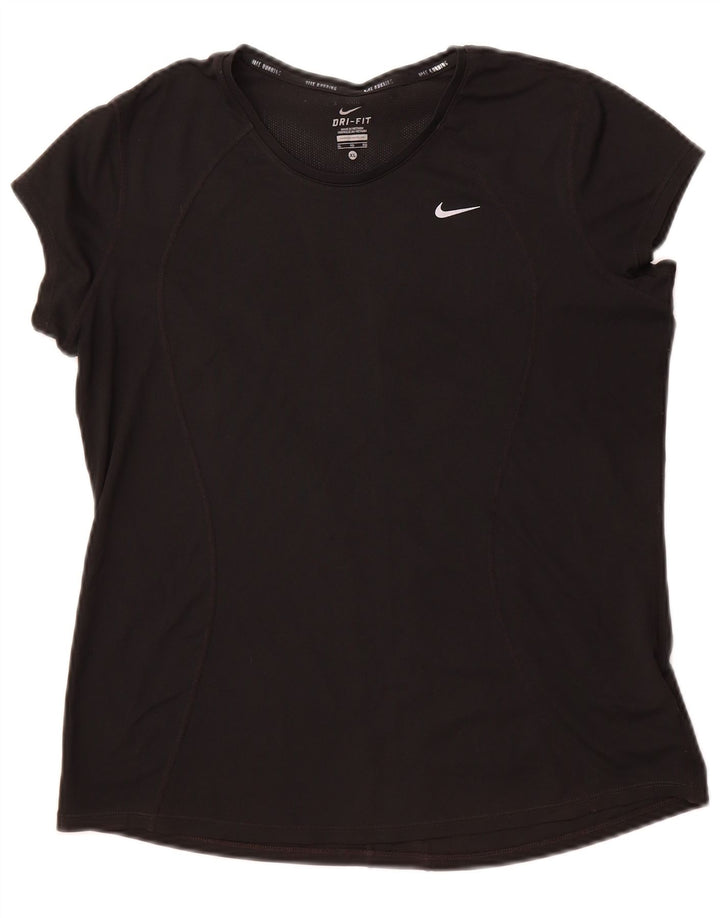 Nike Damen Dri Fit T-Shirt Top UK 18 XL Schwarz Polyester