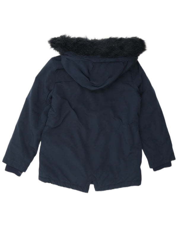 Marks & Spencer Mädchen-Sherpa-Parka mit Kapuze, 8–9 Jahre, Marineblau