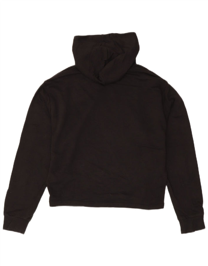 PUMA Womens Oversized Crop Graphic Hoodie Pullover UK 10 Small Schwarz Baumwolle