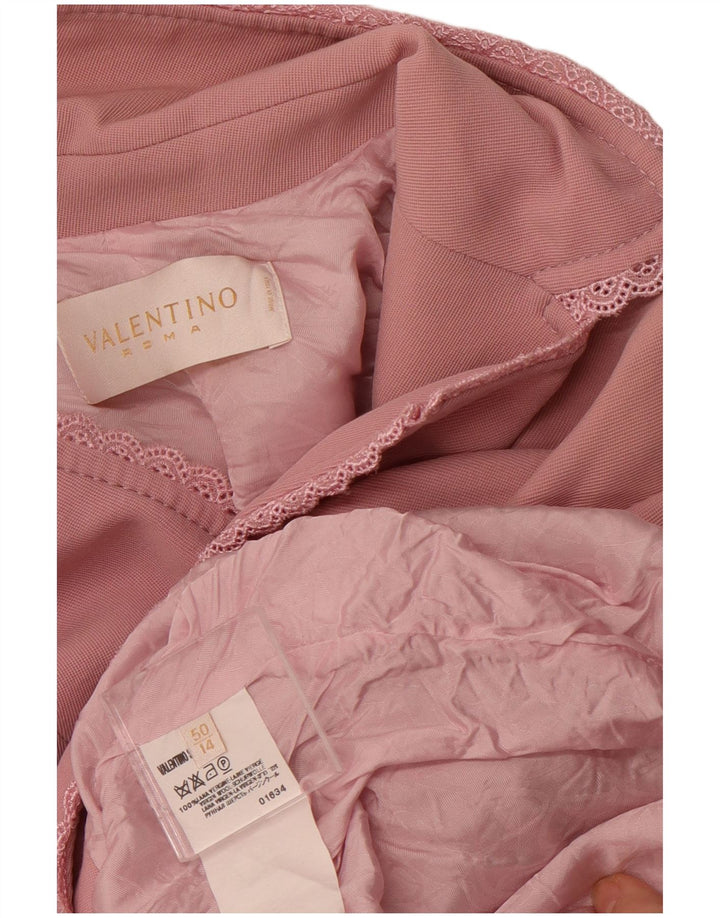VALENTINO Damen 1-Knopf-Blazerjacke UK 14 Mittelrosa Schurwolle