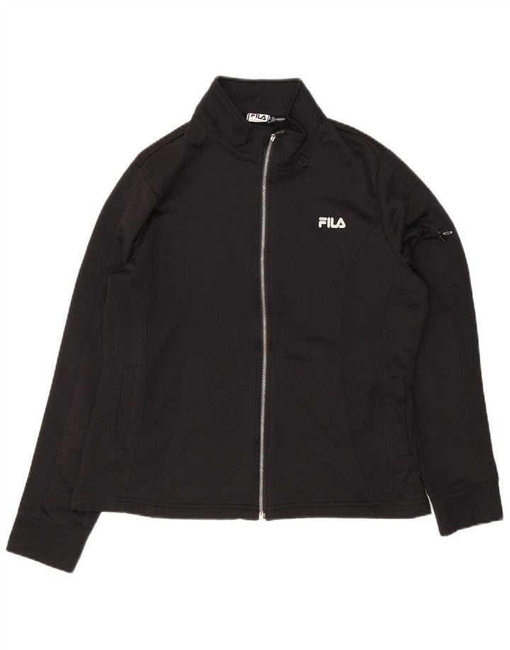 Fila Damen-Trainingsanzug-Oberteiljacke UK 12 Mittelschwarzes Polyester