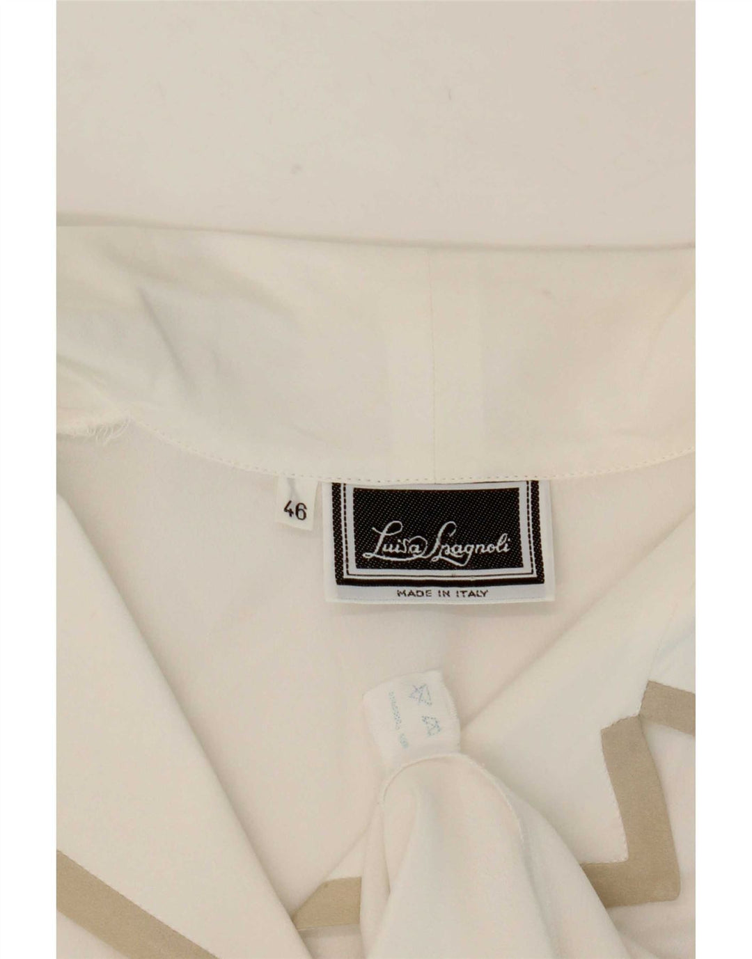 Luisa Spagnoli Damen Kurzarm-Hemdbluse IT 46 Large Weiß Polyester