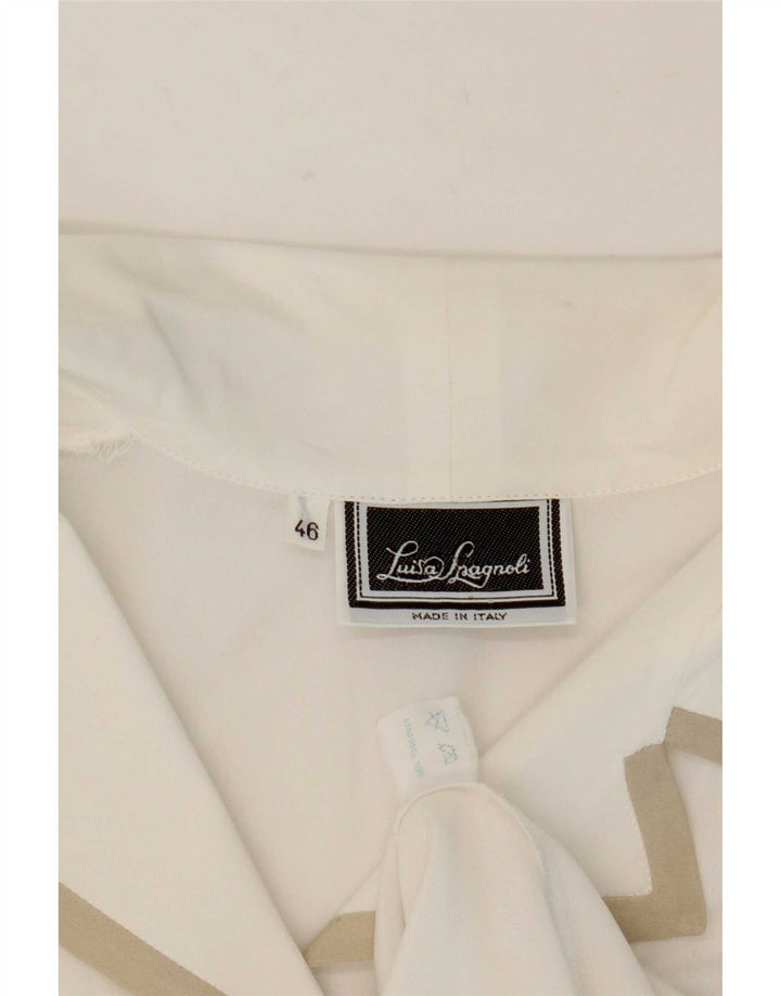 Luisa Spagnoli Damen Kurzarm-Hemdbluse IT 46 Large Weiß Polyester