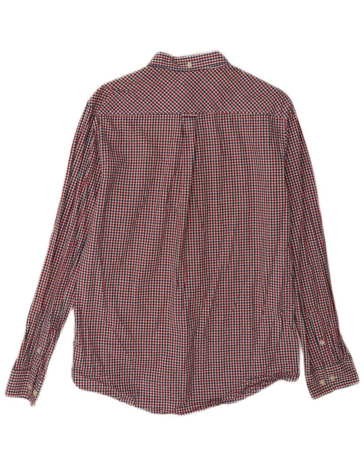 Ben Sherman Herren-Hemd mit normaler Passform, mittelrote Gingham-Baumwolle