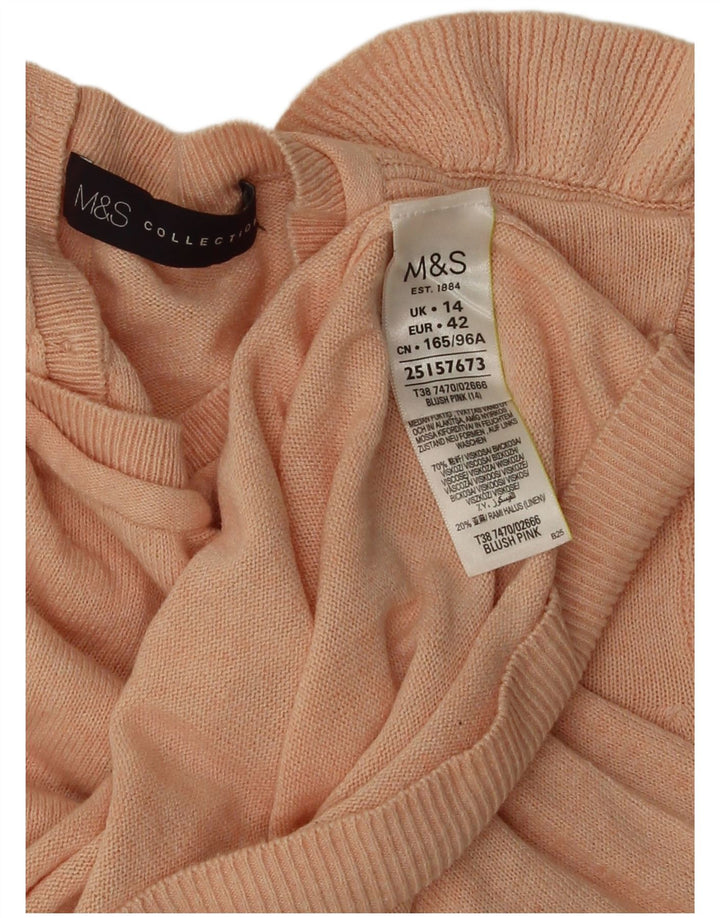 Marks & Spencer Damen-Cardigan mit Rüschen, UK 14, Mittelrosa