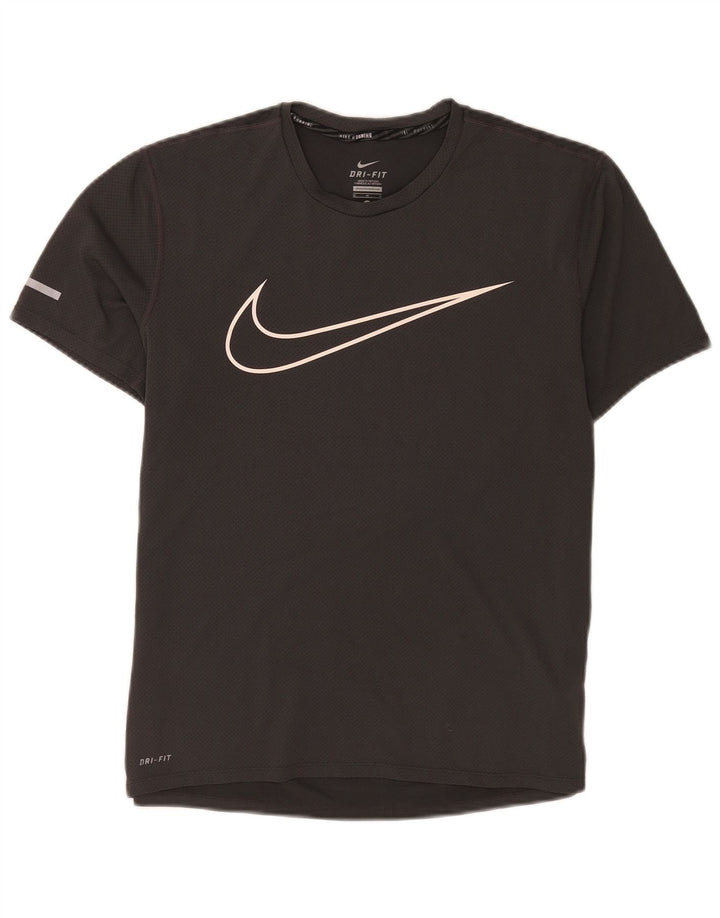Nike Herren Dri Fit Grafik-T-Shirt-Oberteil aus mittelgrauem Polyester